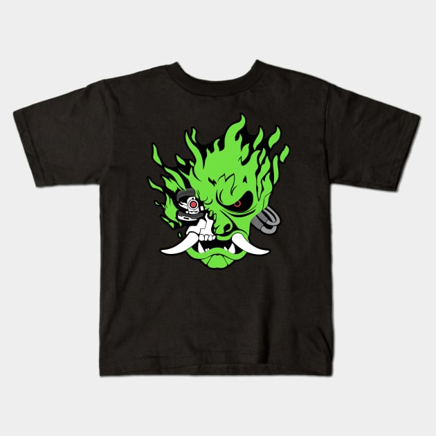 cyberpunk green Kids T-Shirt by cristianvan